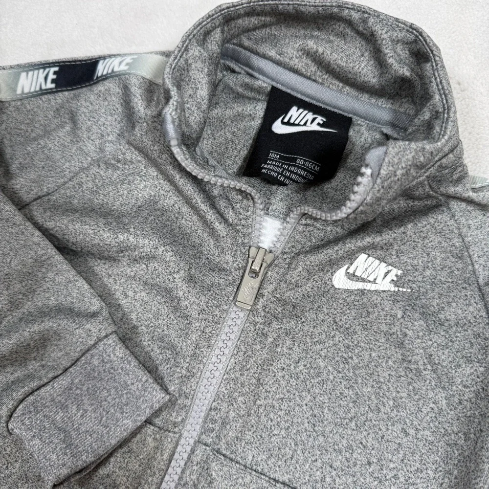 Nike‎ Baby Track Jacket Gray Full Zip 18M Polyester Logo Tape